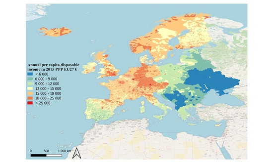 Base de données harmonisées sur le revenu disponible en Europe au niveau infranational